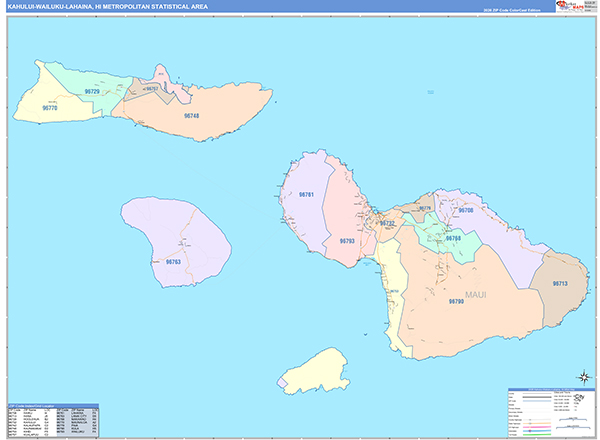 Kahului-Wailuku-Lahaina Metro Area Wall Map